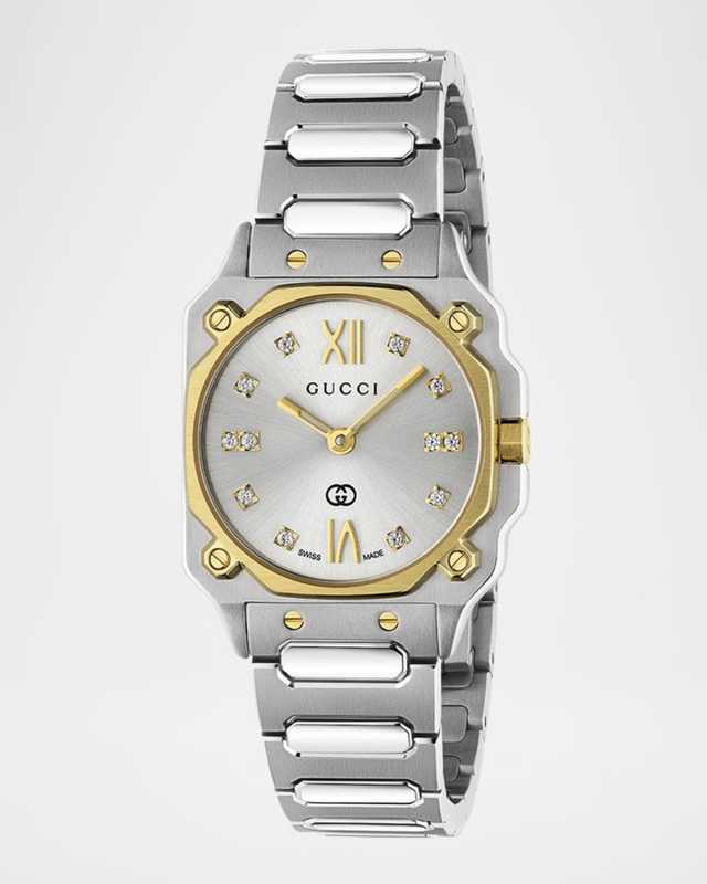 Two-Tone Stainless Steel G-Flat 24mm Bracelet Watch with Diamonds